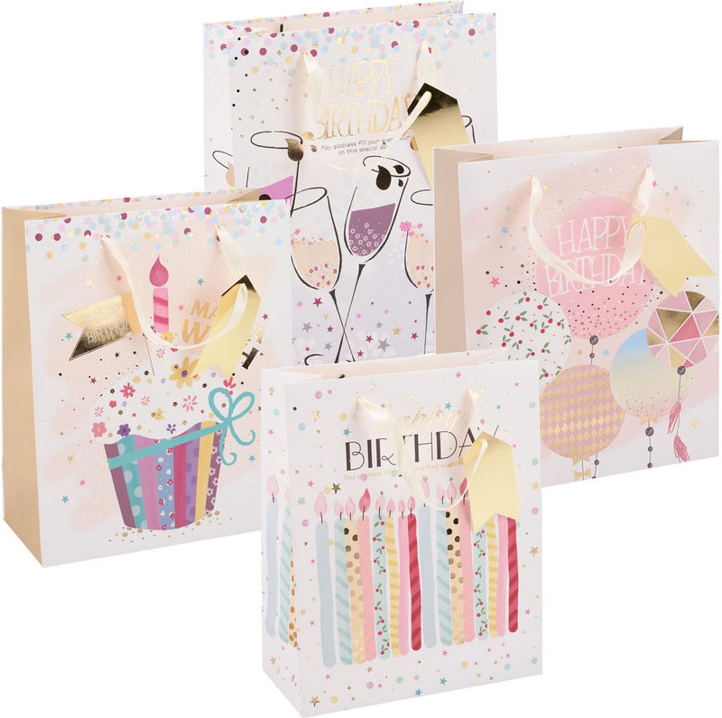 Afbeelding laden in galerijviewer, Edco verjaardag cadeautas - ca. 32x26x12 cm - cadeautas happy birthday - geschenk tas verjaardag met handvatten - cadeauverpakking voor verjaardag cadeaus - assorti design - 1 willekeurige tas

