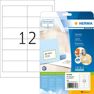 Herma printeretiketten labels premium a4 97x42.3 mm white paper matt 120 pcs.