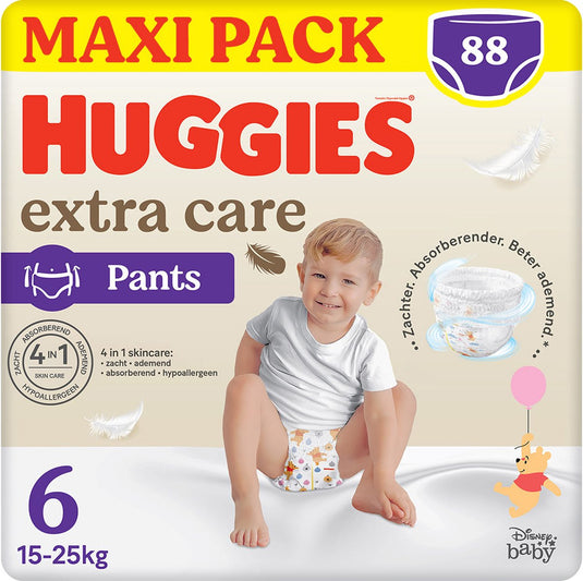 Huggies ® extra care baby luierbroekjes, maat 6 (15 tot 25kg), 88 luiers met zachte elastische tailleband en disney designs, maxi pack