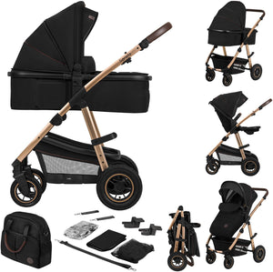 Lionelo amber 2in1 - kinderwagen 2 in 1 - reiswieg + buggy - vanaf geboorte tot 22 kg (0-4 jaar) - luchtbanden - volledige vering - comfortabel ligmatras - snel inklapbaar - luiertas - klamboe - regenhoes - verschoonmatje - wandelwagen - baby peuter