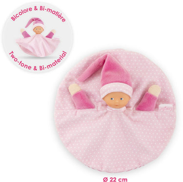 Corolle knuffeldoek roze - tidoudou babydoekje 17cm voor baby's.