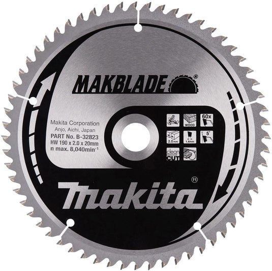 Makita afkortzaagblad voor hout | makblade | ø 190mm asgat 20mm 60t - b-32823