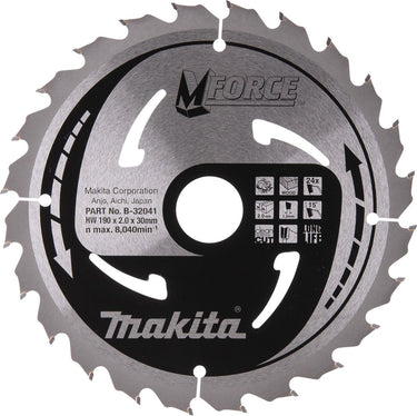 Makita cirkelzaagblad voor hout | mforce | ø 190mm asgat 30mm 24t - b-32041