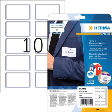 Herma special - selbstklebende, abziehbare namensschildetiketten aus kunstseide - white with blue border - 80 x 50 mm 2