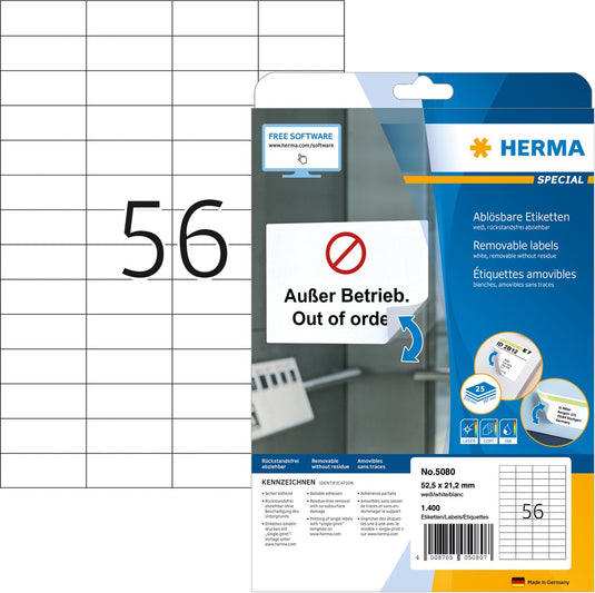 Merkloos sans marque herma labels white 52,5x21,2 removable superprint 1400 pcs.