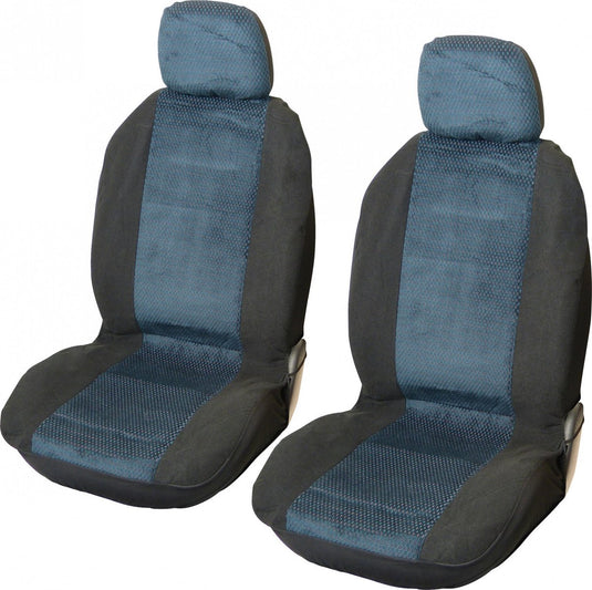 Carpoint stoelhoezenset denver 4-delig – blauw – universeel – polyester – voorstoelen hoofdsteunen – beschermend