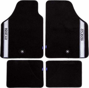 Sparco automatten universeel set van 4 - stof - zwart met grijs