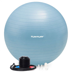 Tunturi anti burst fitness bal met pomp - yoga bal 75 cm - pilates bal - zwangerschapsbal – 220 kg gebruikersgewicht - incl trainingsapp – lichtblauw