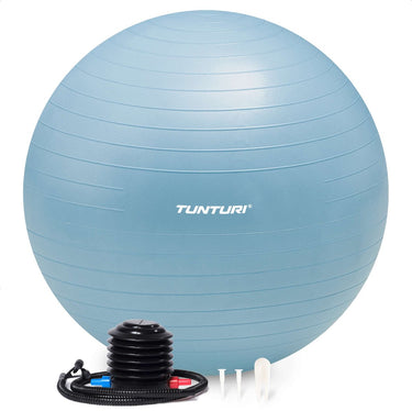 Tunturi anti burst fitness bal met pomp - yoga bal 75 cm - pilates bal - zwangerschapsbal – 220 kg gebruikersgewicht - incl trainingsapp – lichtblauw
