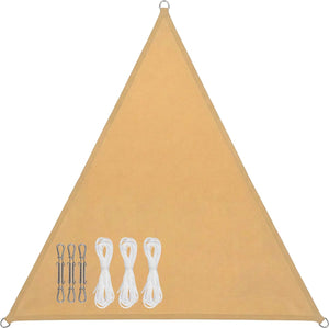Abbey camp schaduwdoek - pes - 3.6x3.6x3.6m - zand - zonnedoek - rvs ringen - sunshade