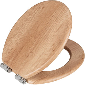 Wenko wc bril licht eiken decor - mdf fsc gecertificeerd - easy-close softclose sluiting - fix-clip bevestiging afklikbaar - toiletbril houtdecor - toiletzitting met houtprint