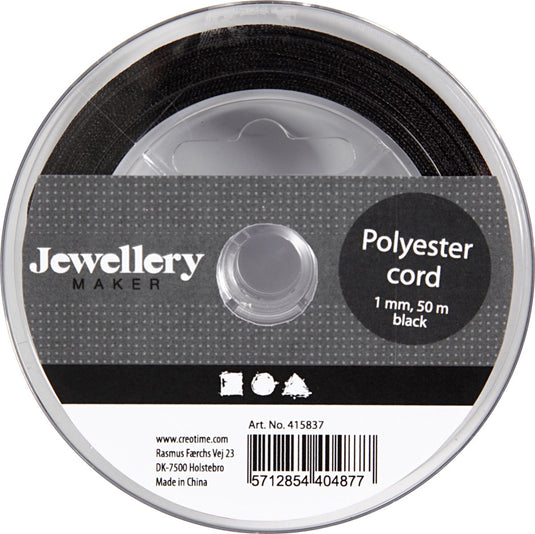 Creativ company cc polyester koord 1 mm zwart 50 m
