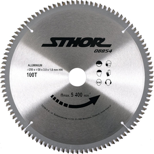 Sthor cirkelzaagblad ø250mm - 100t -binnendiameter 30 mm - voor aluminium