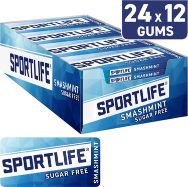 Sportlife smashmint kauwgom doos - 24 pakjes - 24x18g