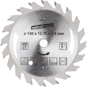 Wolfcraft - cirkelzaagblad 140x12,75mm - 20 tanden - zaagblad voor cirkelzaag - serie zilver - 6458000