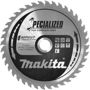 Makita cirkelzaagblad voor wpc | efficut | ø 165mm asgat 20mm 40t - e-12223