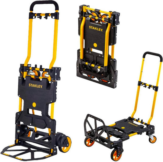 Stanley sxwtd-ft585 2-in-1 steekwagen en plateauwagen - steekkar max. 70kg - platformwagen max. 137kg - transportwagen inklapbaar - transportwagen met stevige wielen - kunststof staal