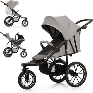 Kinderkraft helsi 2 all-terrain wandelwagen – tot 27 kg – 3 grote opblaasbare wielen – vering travel system compatibel – grijs
