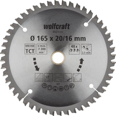 Wolfcraft - cirkelzaagblad 165x20mm - 48 tanden - zaagblad voor cirkelzaag - serie lila - 6621000