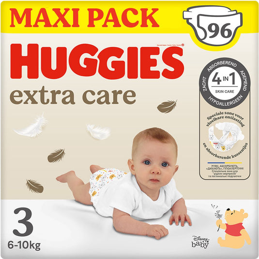 Huggies ® extra care baby luiers, maat 3 (6 tot 10 kg), 96 luiers met vochtindicator en disney designs, maxi pack