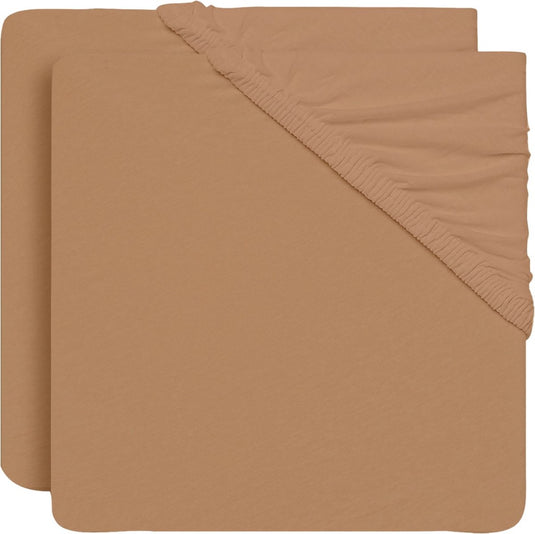 Jollein - baby hoeslaken jersey (biscuit) - katoen - hoeslaken wieg - 2 stuks - 60x120cm