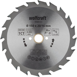 Wolfcraft - cirkelzaagblad 150x20mm - 20 tanden - zaagblad voor cirkelzaag - serie groen - 6364000