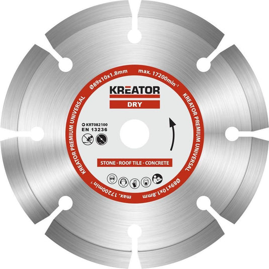 Kreator krt082100 diamantschijf √ò89 mm - premium - steen beton dakpan