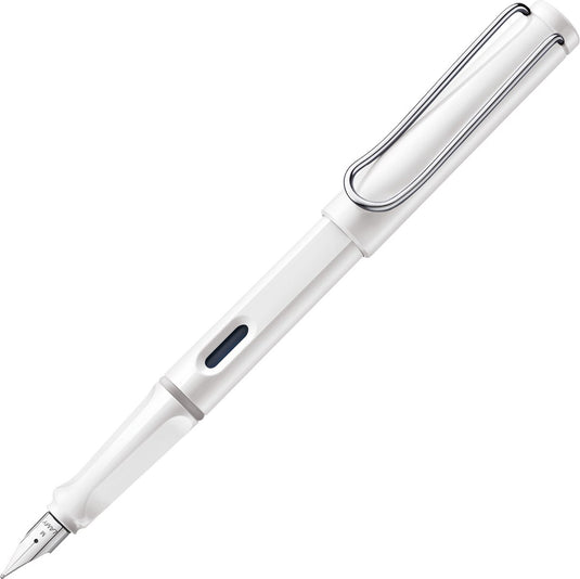Lamy safari white vulpen - vulpen met ergonomische grip en gepolijnde stalen penpunt in schrijfdikte ef - robuust asa-kunststof - inclusief inktpatroon t 10 blauw