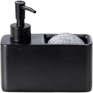 Wenko zwarte zeepdispenser met sponshouder - 150 ml