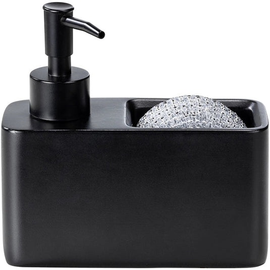 Wenko zwarte zeepdispenser met sponshouder - 150 ml