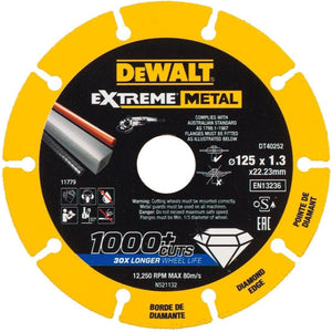 Dewalt dt40252-qz extreme diamantdoorslijpschijf voor metaal - ø 125 mm - meer dan 1000 snedes - constante zaagdiepte - voor staal, rvs en gietijzer