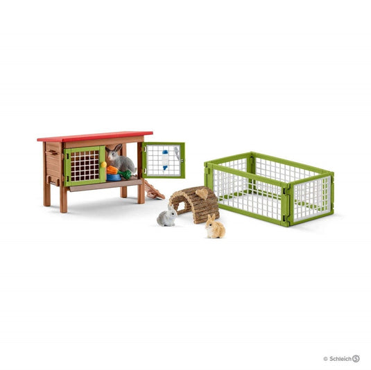 Schleich farm world speelfigurenset - konijnenhok - kinderspeelgoed voor jongens en meisjes - 3 tot 8 jaar - 42420