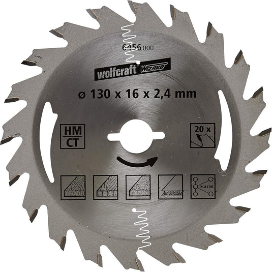 Wolfcraft - cirkelzaagblad 130x16mm - 20 tanden - zaagblad voor cirkelzaag - serie zilver - 6456000