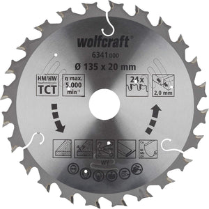 Wolfcraft - cirkelzaagblad 135 x 20 mm - voor handcirkelzaag - serie lila - 6341000