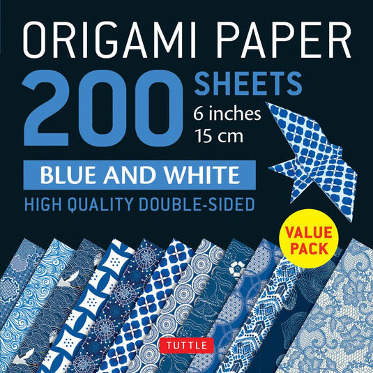 Tuttle publishing origami paper 200 sheets blue and white patterns 6 (15 cm)
