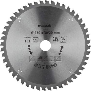 Wolfcraft - zaagblad 250x30mm voor afkortzaag - 48 tanden - verstekzaag - serie oranje - 6547000