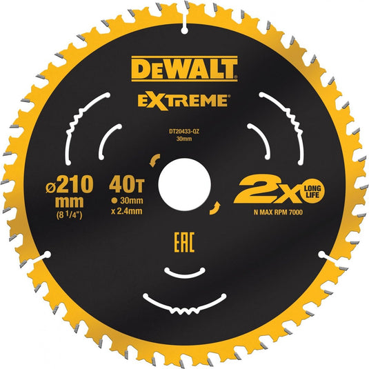 Dewalt accessoires cirkelzaagblad tct | 210x30x40t - dt20433-qz