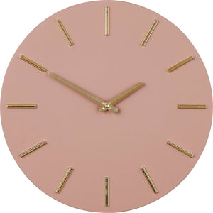 Mica decorations wandklok - roze goud - d36 cm - aluminium - muur klok - rond