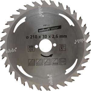 Wolfcraft - cirkelzaagblad 210x30mm - 32 tanden - zaagblad voor cirkelzaag - serie zilver - 6481000