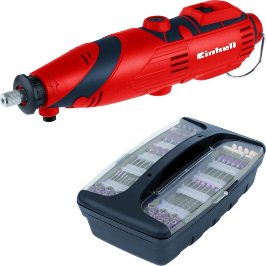 Einhell slijp- en graveer machine tc-mg 135 e - 135w - elektronische toerentalregelaar: 10000-32000 t min - flexibele as - incl. 189 accessoires in opbergkoffer