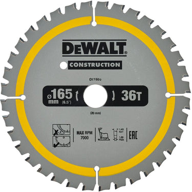 Dewalt dt1950-qz serie - tct cirkelzaagblad - 165mm - 36 tanden - voor accuzagen