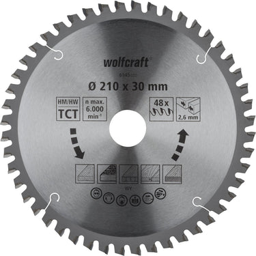 Wolfcraft - zaagblad 210x30mm voor afkortzaag - 48 tanden - verstekzaag - serie oranje - 6545000