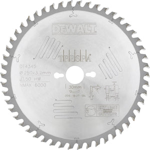 Dewalt cirkelzaagblad voor hpl | extreme | ø 250mm asgat 30mm 50t - dt4345-qz
