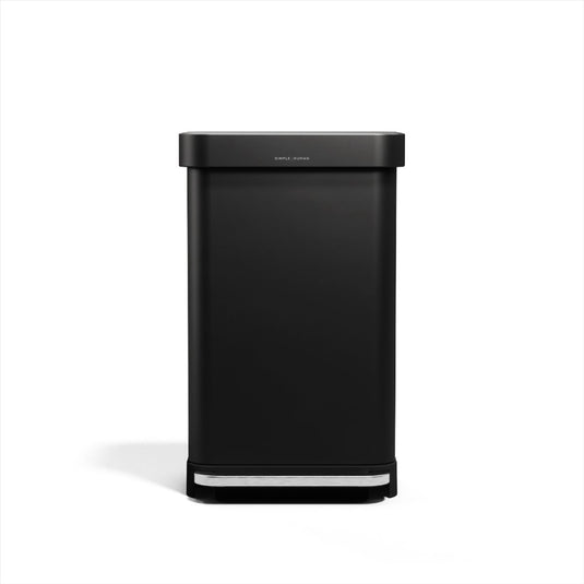 Simplehuman rechthoekige pedaalemmer - 45l - met zakkenhouder - mat zwart rvs