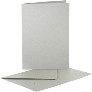 Creativ company kaarten enveloppen parelmoer 10,5x15 cm zilver 10 stuks