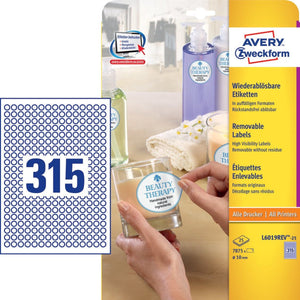 Avery labels white ø 10mm(25) l6019