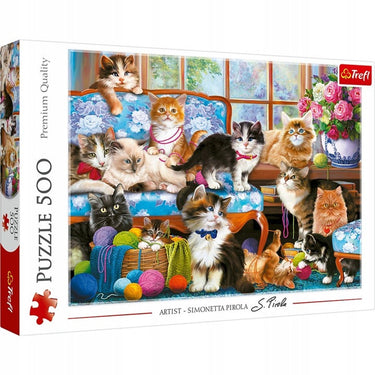 Trefl - legpuzzel - 500 stuks - kattenfamilie - 48x34 cm
