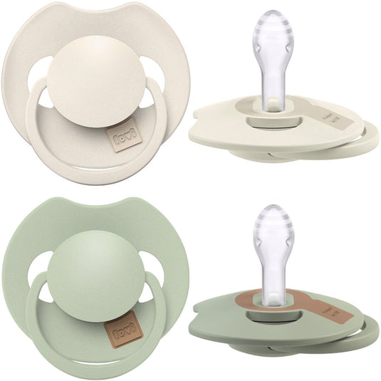 Difrax lovi fopspeen dynamisch - prime - 0 tot 6 maanden - beige lichtgroen - 2 stuks