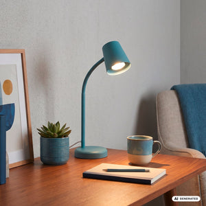 Briloner skriva - tafellamp - bureaulamp - met snoer - draaibaar tafellampje - excl. gu10 - 13 x 38,5 cm - blauw