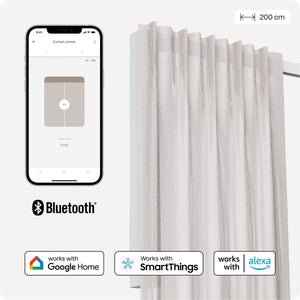 Motionblinds slimme gordijnrail – smart gordijn – bluetooth, draadloos app-bediening pull-start functie – usb-c oplaadbaar – pull-start functie – 200 cm